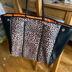 Neoprene animal print tote bag